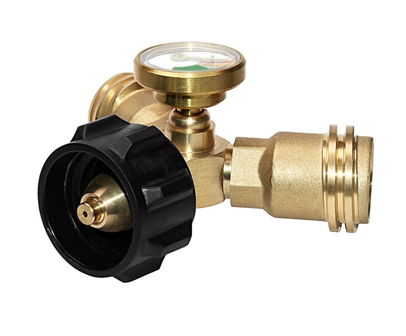 DOZYANT Propane Splitter, Propane Tank Y Splitter Adapter with Gauge, 2 Way LP Gas Adapter Tee Connector for 20lb Propane Tank Cylinder, Work with BBQ Grills, Camping Stoves, Gas Burners, Heater - Image 3